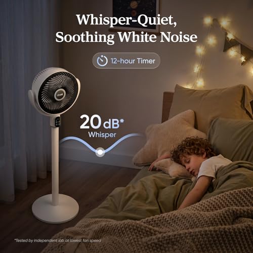 Quiet Standing Pedestal Fan with 90° Oscillation and Remote