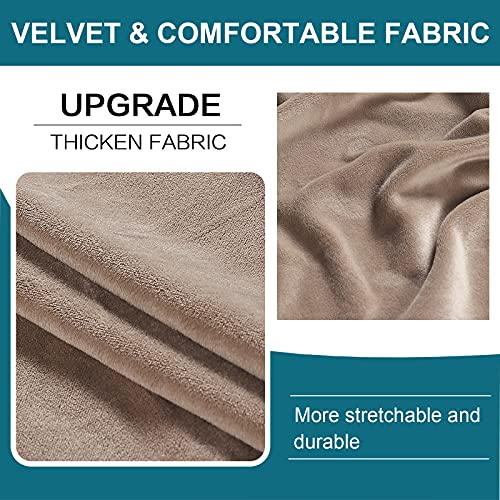 Round Bar Stool Covers, 2-Pack Stretch Velvet Slipcovers, 16-18" Dia, Taupe