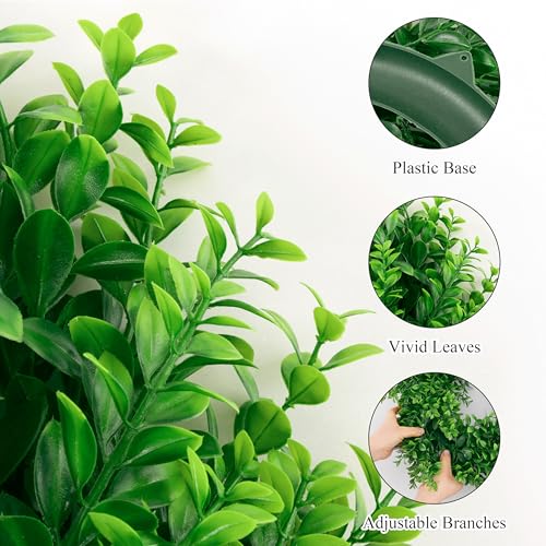 17-Inch Artificial Boxwood Wreath for Front Door, Spring & Summer Decor