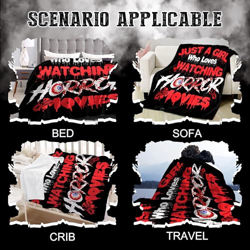 Horror Movie Throw Blanket, Lightweight Plush Flannel Bed Blanket 50x40