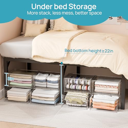 Clear Stackable Storage Drawers 23QT 2 Pack Plastic Underbed Organizer