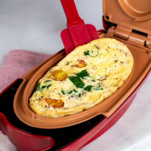 Candora Red Copper 5 Minute Chef Electric Frying Pan Smokeless Nonstick Pan Steak