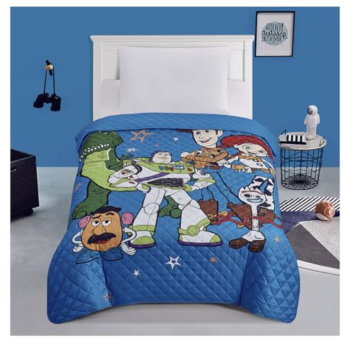Toy Story Twin Quilted Bedspread - Fairground Stars, 55x75 inches