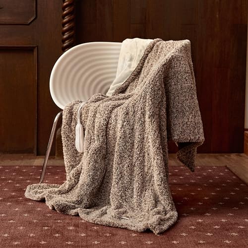 Electric Heated Blanket Throw 50" x 60" - Soft Sherpa, Auto Off, 5 Heat Settings