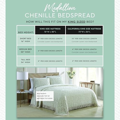 Beatrice Home Fashions King Cotton Chenille Bedspread - Ivory Medallion