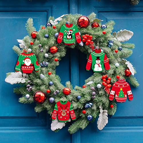 40 Pcs Christmas Ugly Sweater Wooden Ornaments Holiday Tree Decorations