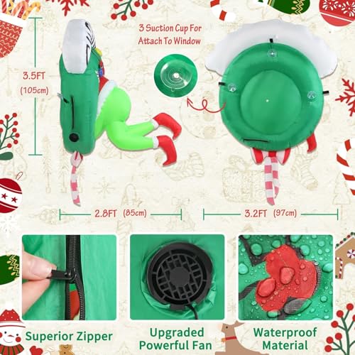 Boveco Christmas Inflatable Outdoor Decoration Green Ugly Monster Wreath with LED Lights - Holiday Yard & Window Decor