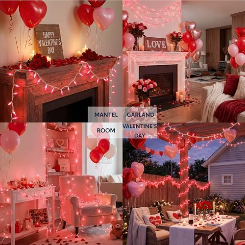 Joiedomi Pink 200-Count 42.8 ft Indoor/Outdoor String Lights, White Wire, 2 Packs