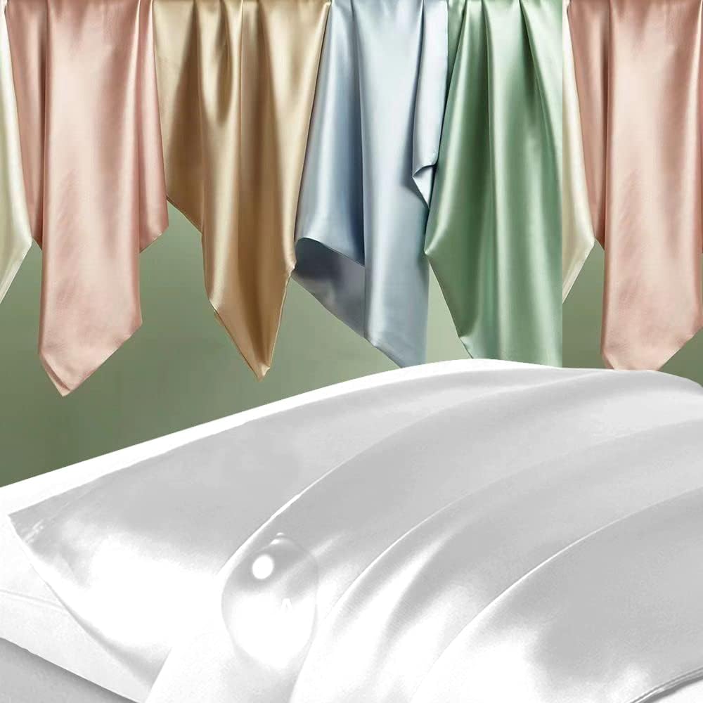 Skiennix Silk Pillowcases - Luxurious Mulberry Silk Standard Set of 2 | Smooth, Anti-Acne, White