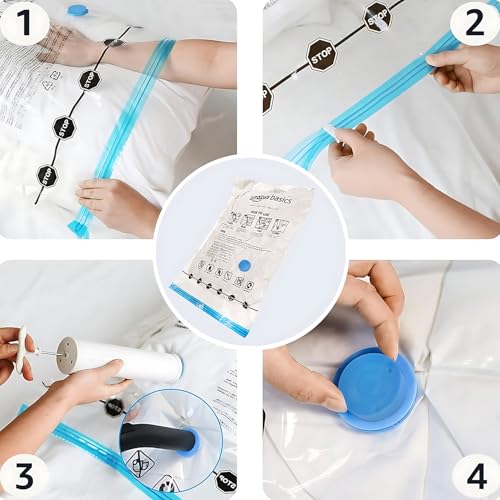 Amazon Basics Vacuum Storage Bags Large 5-Pack with Hand Pump