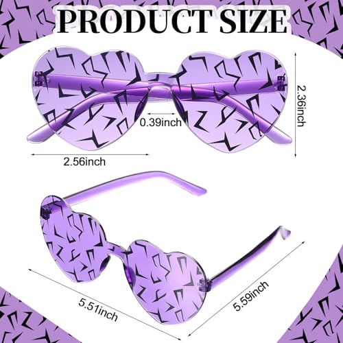 12 Pack Purple Cracked Heart Sunglasses Party Favors for Birthday Events