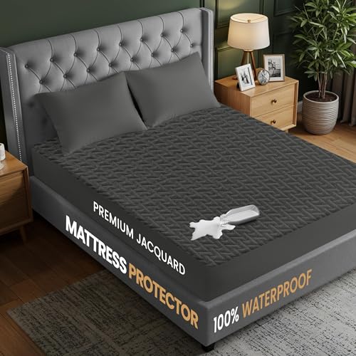 Utopia Bedding Waterproof Queen Mattress Protector - Fits 17" Deep, Gray