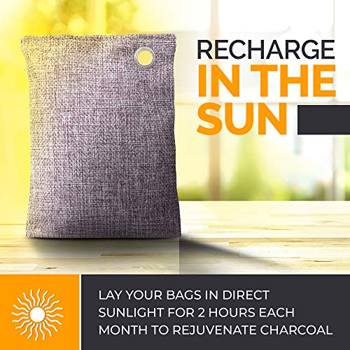 Activated Bamboo Charcoal Odor Absorber Bags (10 Pack) - Natural Deodorizer