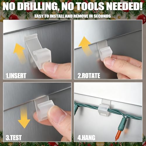 50 Pcs Vinyl Siding Hooks for Outdoor Christmas Lights, No-Hole Hangers