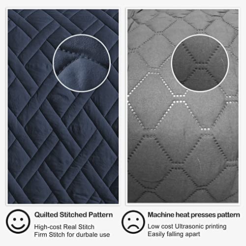 HORIMOTE HOME Queen Quilt Set Navy Blue Diamond Stitched Bedspread 3-Piece