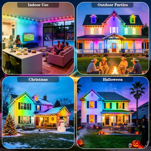 LADIKAKA 300FT RGB + IC Outdoor LED String Lights with Chasing Effect, Waterproof Smart RGB Strip for Holiday & Garden