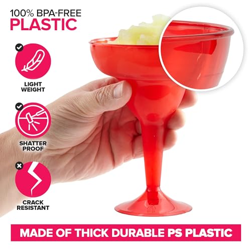 12 Pack Multicolor Disposable Margarita Glasses - 12 oz Hurricane Cups for Parties & Cocktails