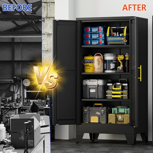 47.2-Inch Tall Metal Garage Storage Cabinet with Adjustable Shelves