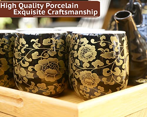 La Belle Vie Black Porcelain Tea Set with 6 Cups & Infuser – Elegant 6-Person Kitchenware