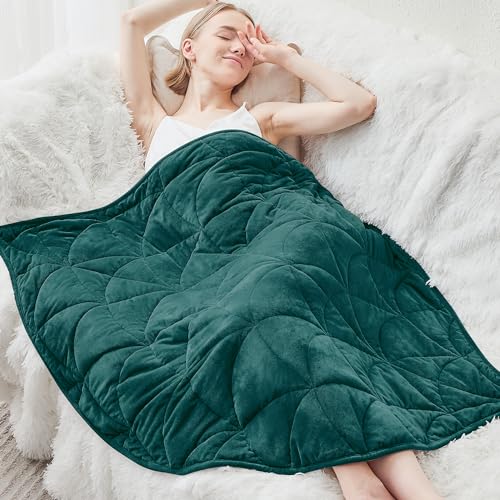 7 lb Leaf-Shaped Weighted Lap Blanket - 40" x 52" Soft Travel Throw
