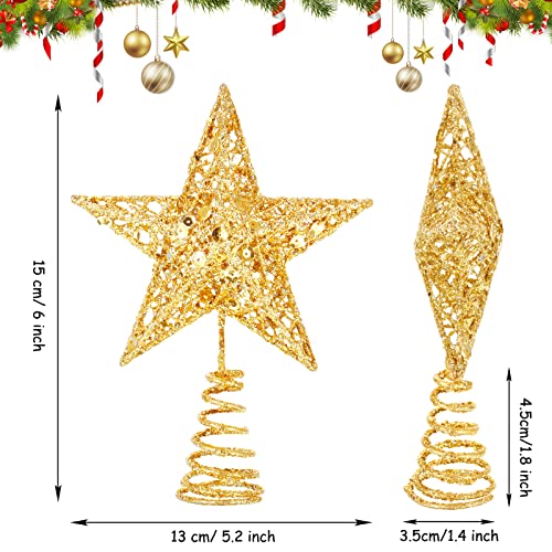 Blulu Gold 6 Inch Star Tree Topper – Glitter Christmas Treetop