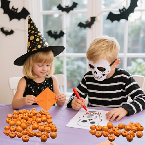 60Pcs Mini Resin Pumpkins for Fall Decor, Thanksgiving and Halloween Crafts
