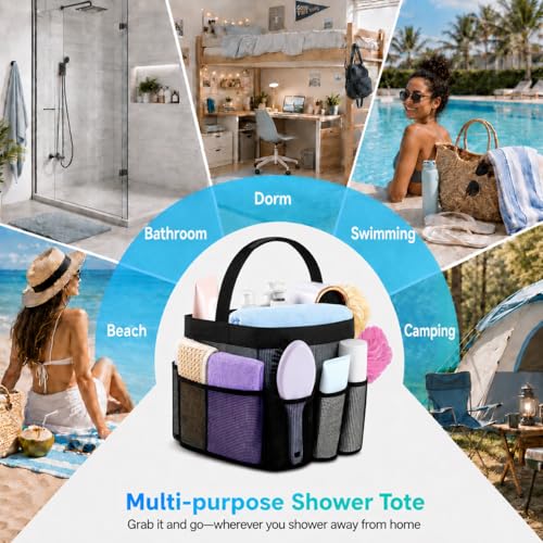 Mesh Shower Caddy Portable 9 Pockets - Large Capacity Hanging Toiletry Bag