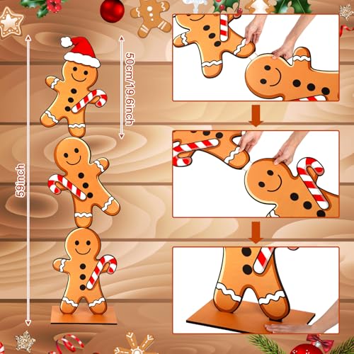 Large Outdoor Christmas Gingerbread Decorations - Set of 3, 59 Inches Tall