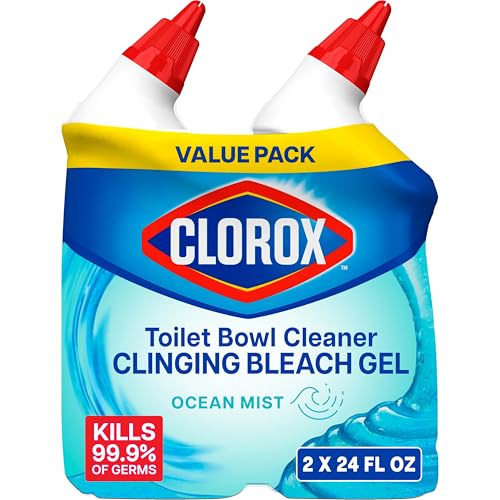 Clorox Toilet Bowl Cleaner Clinging Bleach Gel Ocean Mist 24 Fl Oz 2-Pack