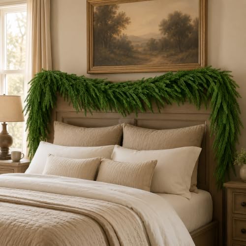Real Touch Norfolk Pine Garland - 2 Pack 6FT Artificial Christmas Greenery