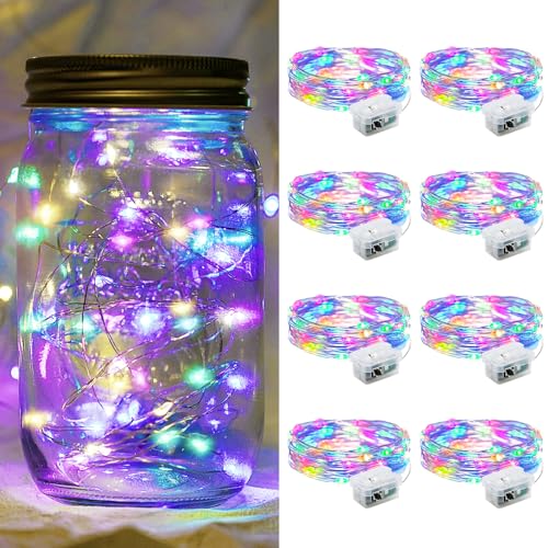 8 Pack Battery Operated Fairy Lights 7Ft 20 LED Waterproof Twinkle String Lights