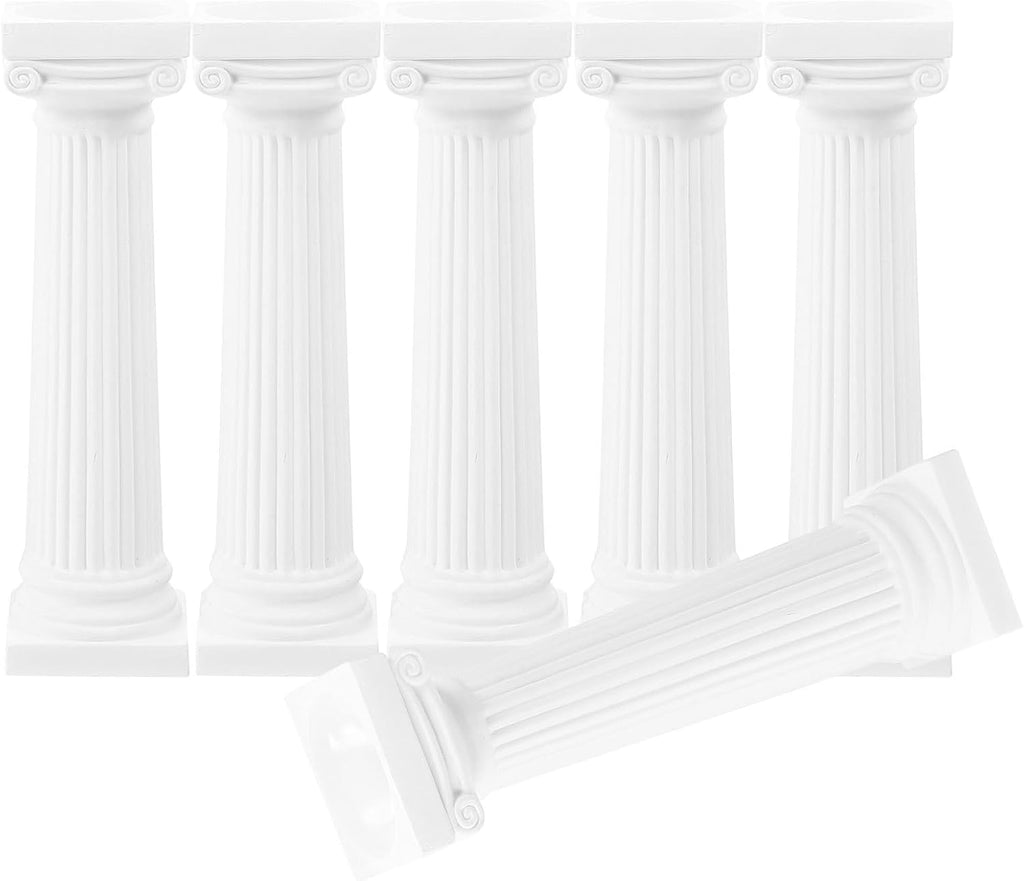 VICASKY Roman Pillar Statues - 6 Pcs White Miniature Columns for Wedding Decor & Photography | 4.92 Inch