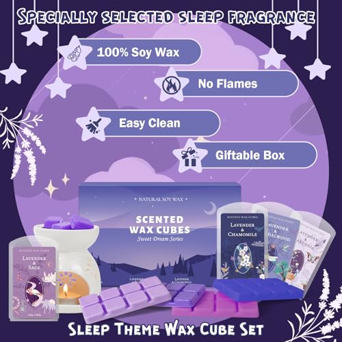 Lavender Scented Soy Wax Melts for Sleep, Long-Lasting Fragrance 4-Pack