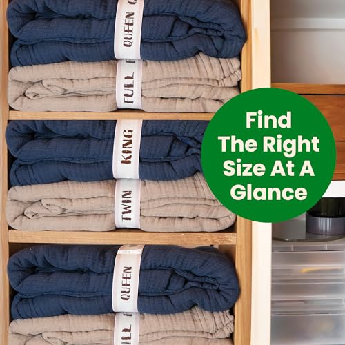 Elastic Bed Sheet Organizer Bands - Linen Closet Storage Labels, King 4-Pack