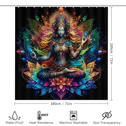 Bohemian 4-Piece Bathroom Set with Waterproof Shower Curtain & Bath Mats