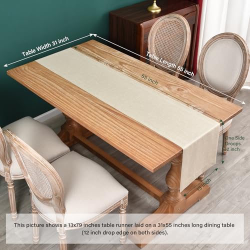 Farmhouse Rustic Beige Table Runner 13x72 Inch Faux Linen Solid Design