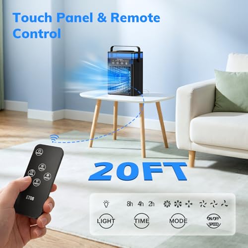 Portable Air Conditioner Mini Desktop AC Fan with Remote 1000ml Tank