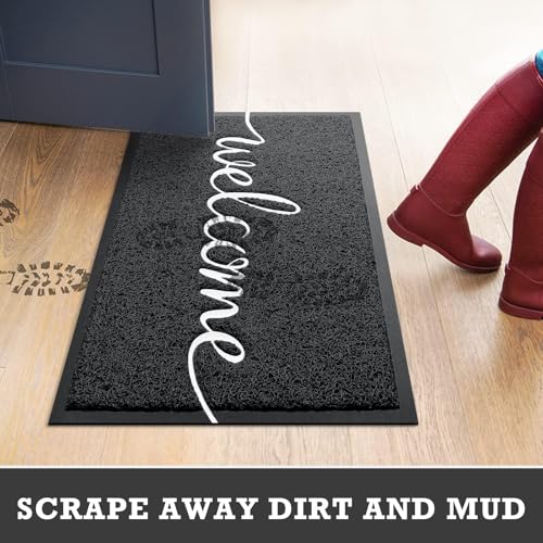 Non-Slip Welcome Door Mat, Low-Profile Entryway Rug 30" x 17.5"