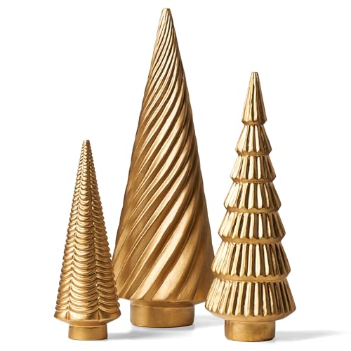 DN DECONATION Spiral Resin Christmas Tree Decorations, 3 PCS for Desk