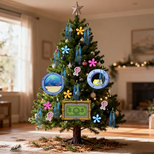 Yellow Sponge Underwater Theme Christmas Tree Ornaments - 13 pcs