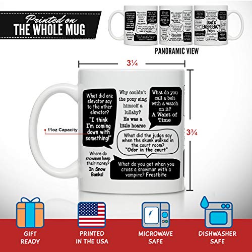 Funny Dad Coffee Mug - Wrap Around Dad Jokes Gift for Fathers Birthday