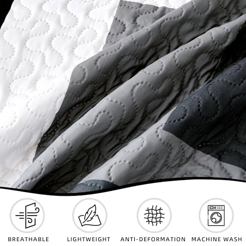 Tyrot Modern Black & Grey Geometric Quilt Set - Full/Queen 3 Piece
