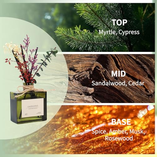 Sandalwood Reed Diffuser Set, 6.09 oz Long-Lasting Home Fragrance with Sticks