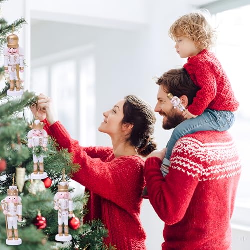 5-Piece Wooden Nutcracker Soldier Ornaments Set, 5-Inch Christmas Tree Decor