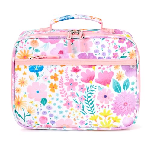 Mibasies Insulated Kids Lunch Box for Girls Pink Flower School