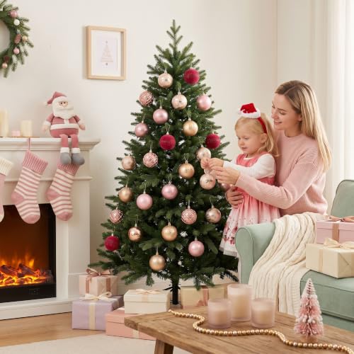 DecorbyHannah Pink Gold Christmas Ornaments Set - 12 Pack, 2.36 Inch