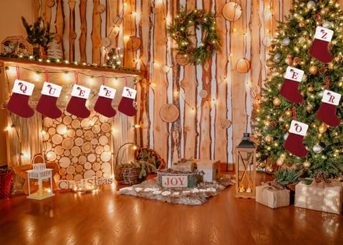 Threetols Christmas Stockings with Initial - Red & White Knit Monogram Holiday Decor (Q)