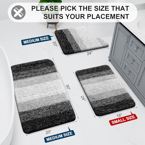 Arotive Microfiber Bathroom Rug, Shaggy Soft Absorbent Bath Mat, 24x16 Black