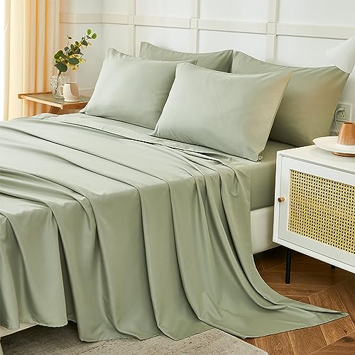 ILAVANDE 6-Piece Queen Sheet Set - Soft Microfiber Deep Pocket, Sage Green