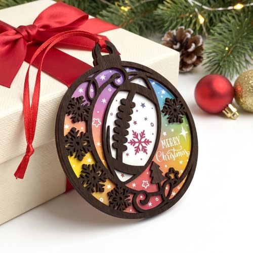 Football Christmas Ornament - 4 Inch Holiday Decor for Football Fans